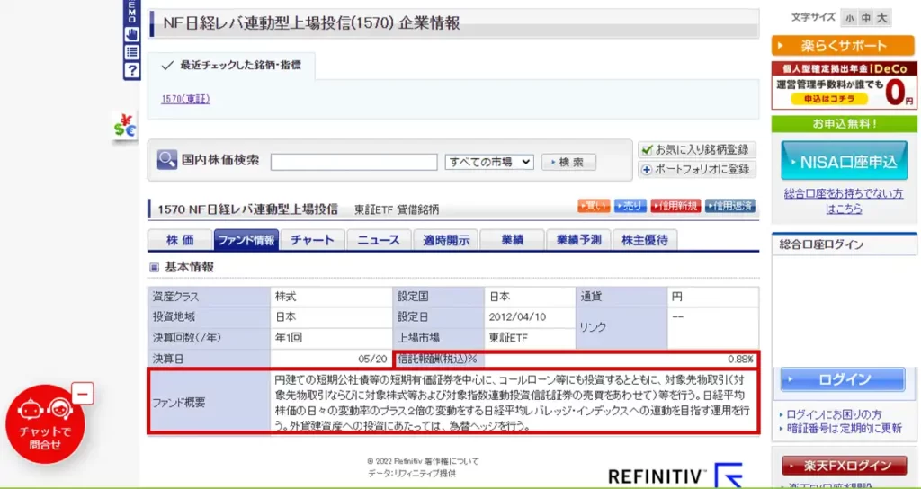 楽天証券のサイト
