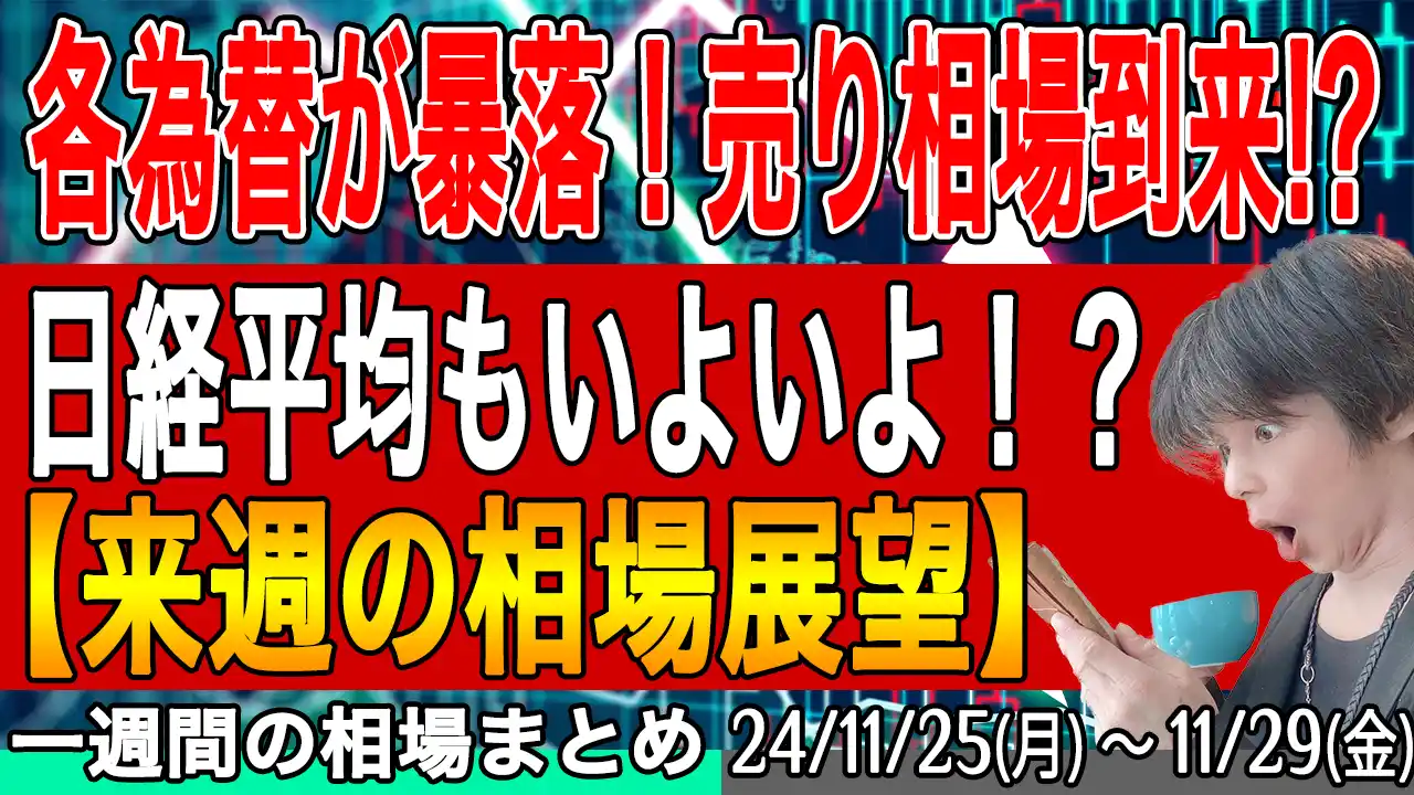 為替が急落！日経平均も下にブレイク？【来週の展望12月1号】投資トレードガチ解説