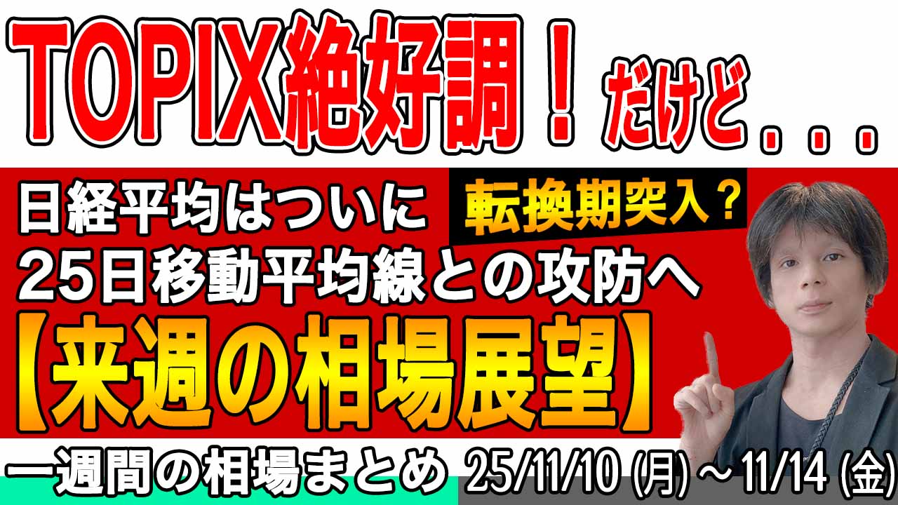 日経平均よりTOPIX絶好調！ビットコインついに下降相場入り【来週の展望25年11月16日号】