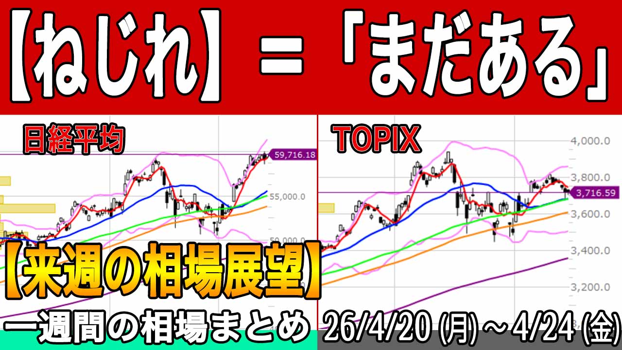 日経平均とTOPIXのねじれはチャンス！？【来週の展望26年4月25日号】投資トレードガチ解説