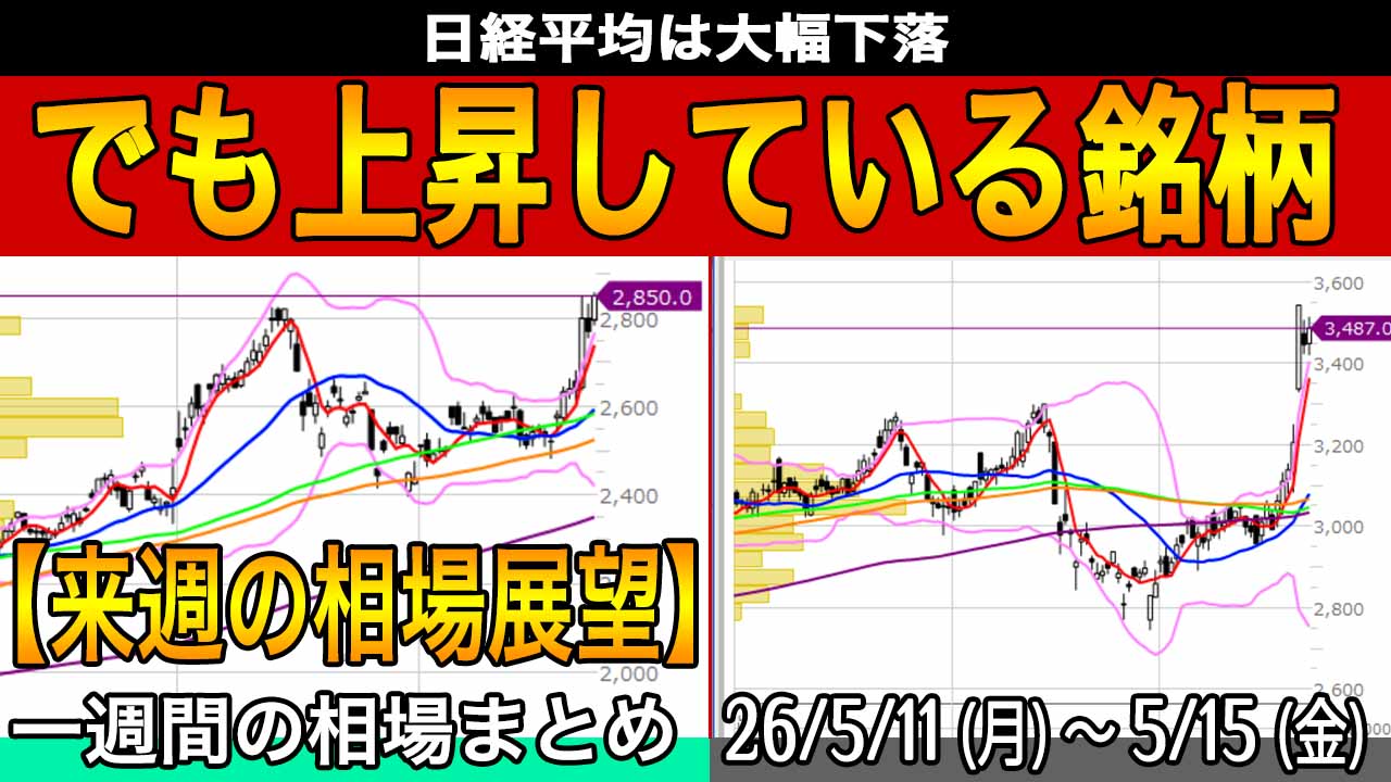 日経平均が大幅下落でも上昇中の銘柄がある？【来週の展望26年5月16日号】投資トレードガチ解説